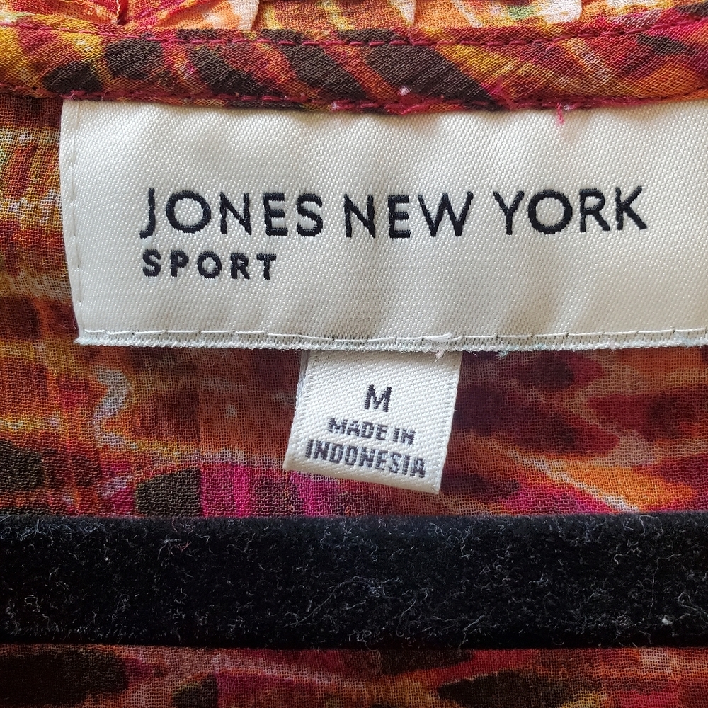 Jones New Tork Sport Size M Fall pattern, drop elastic waist blouse - Picture 3 of 9
